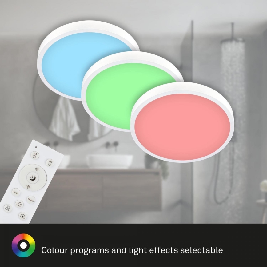 Briloner 3709-016 - LED RGBW prigušiva stropna svetiljka LED/22W/230V 4000K pr. 38 cm bela + daljinski upravljač