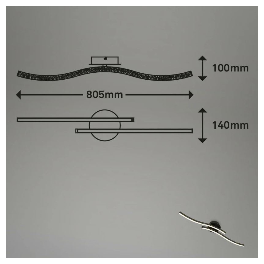 Briloner 3718-025 - LED Nadgradni luster REY 2xLED/6W/230V crno