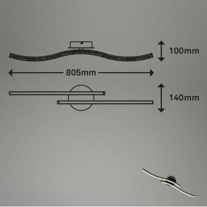 Briloner 3718-025 - LED plafonski luster REY 2xLED/6W/230V crna