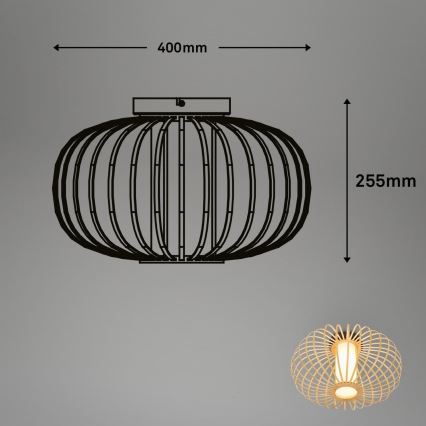 Briloner 3759011 - Plafonjera 1xE27/10W/230V pr. 40 cm bambus