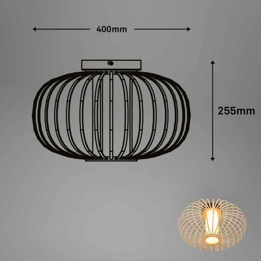 Briloner 3759011 - Plafonjera 1xE27/10W/230V pr. 40 cm bambus