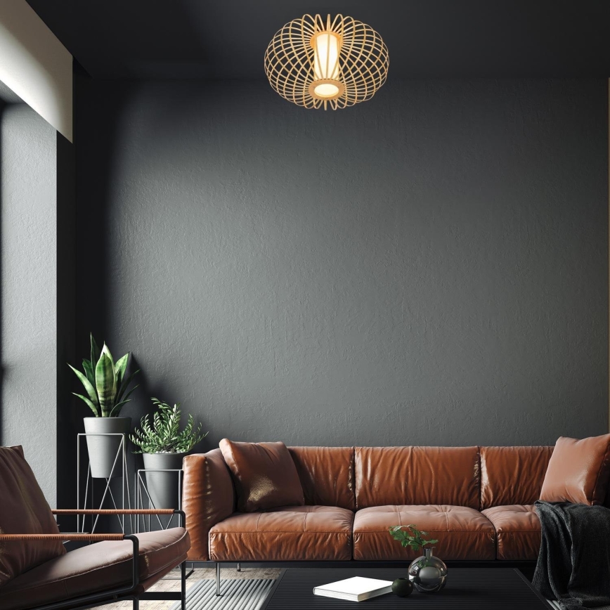 Briloner 3759011 - Stropno svetlo 1xE27/10W/230V, prečnik 40 cm, bambus