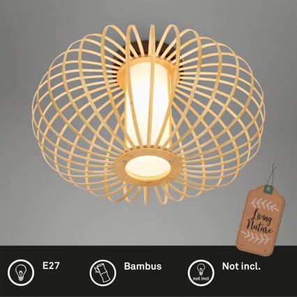 Briloner 3759011 - Stropno svetlo 1xE27/10W/230V, prečnik 40 cm, bambus