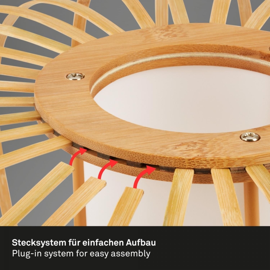 Briloner 3759011 - Stropno svetlo 1xE27/10W/230V, prečnik 40 cm, bambus