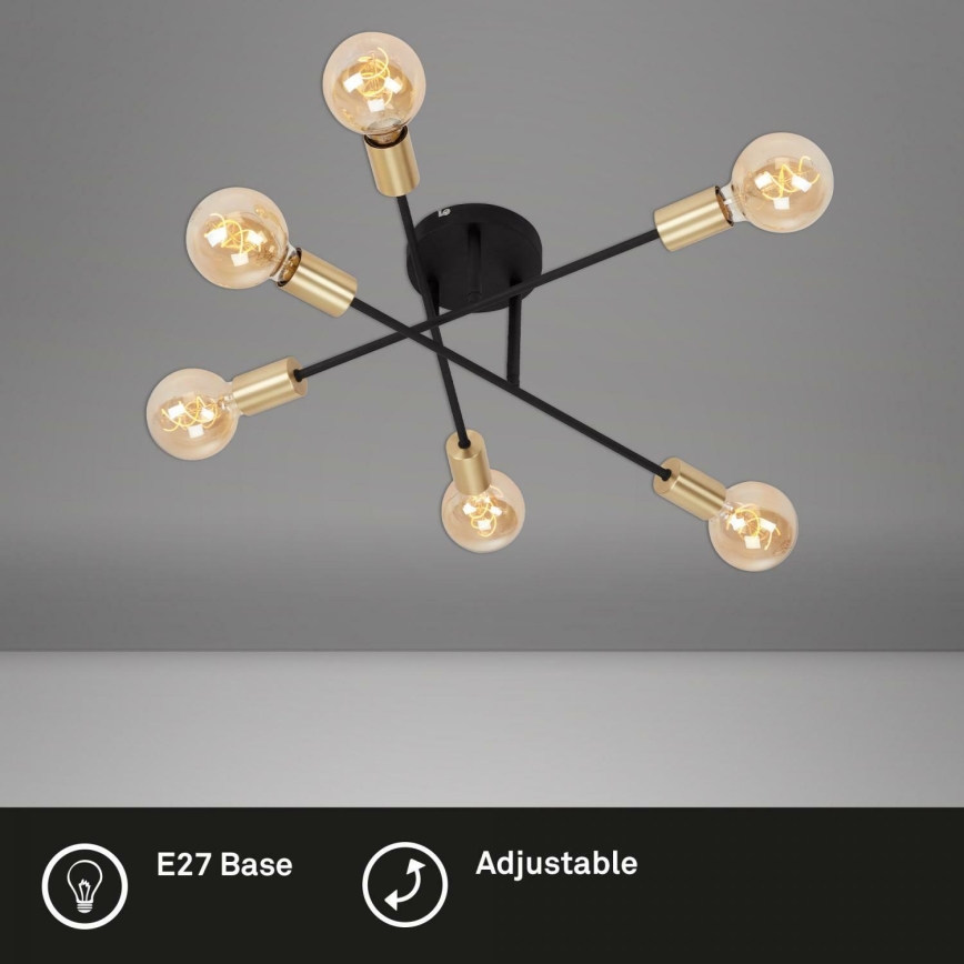 Briloner 3868-065 - LED Nadgradni luster BLACK STEEL 6xE27/60W/230V