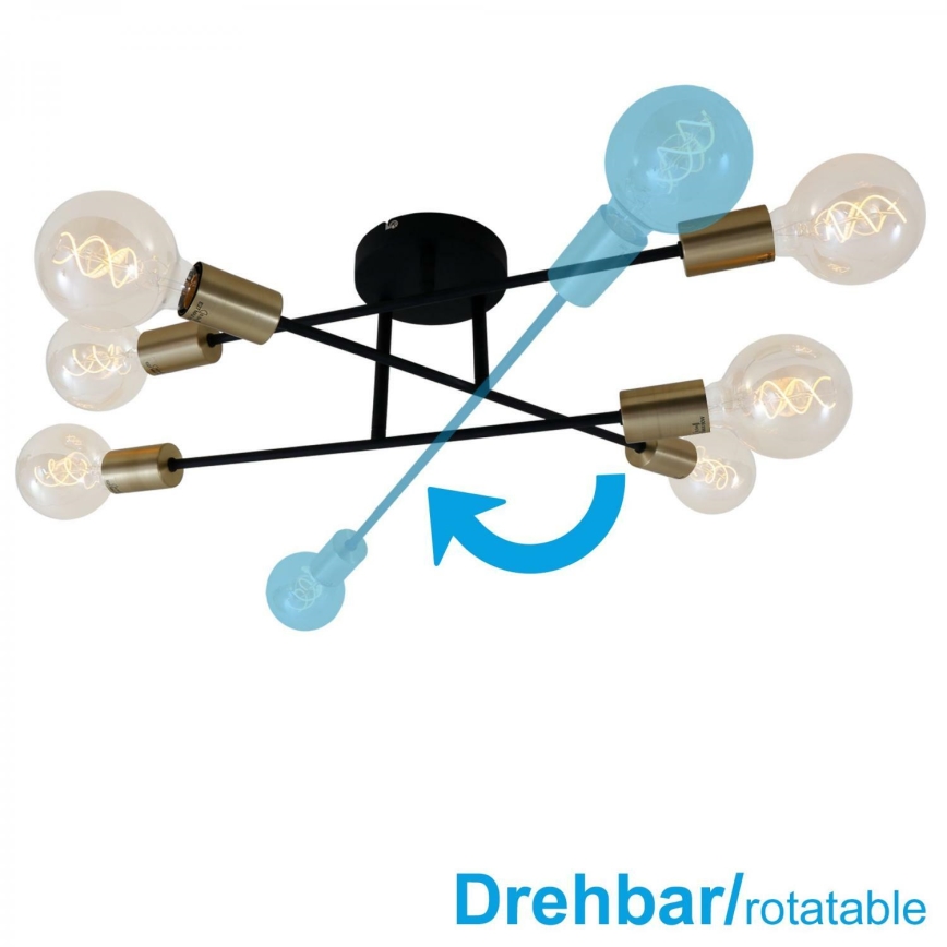Briloner 3868-065 - LED Nadgradni luster BLACK STEEL 6xE27/60W/230V