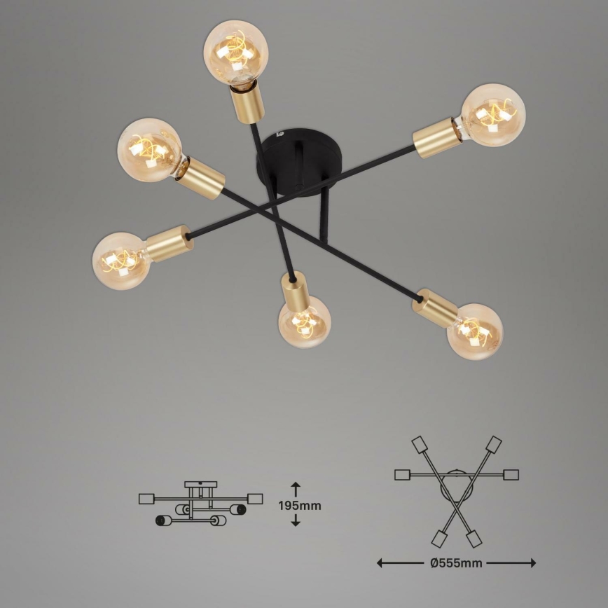 Briloner 3868-065 - LED Nadgradni luster BLACK STEEL 6xE27/60W/230V