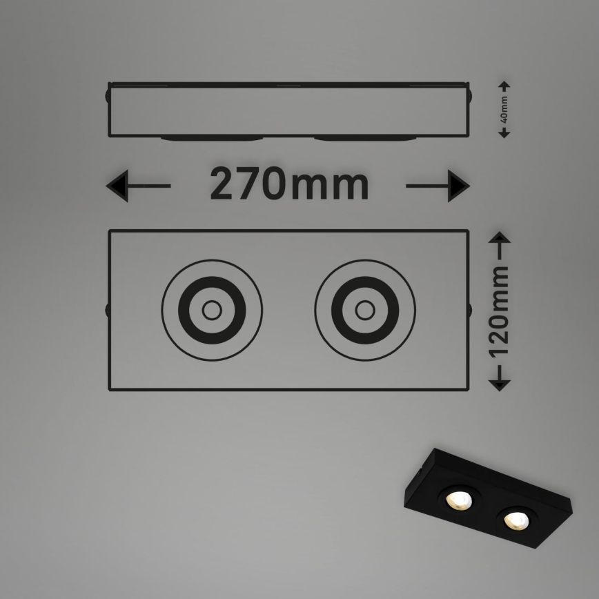 Briloner 3996025 - LED spot svetiljka CTS 2xLED/4W/230V 2700/4000K crna