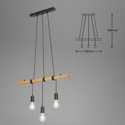 Briloner 4015035 - Luster na sajli 3xE27/25W/230V fikus elastika