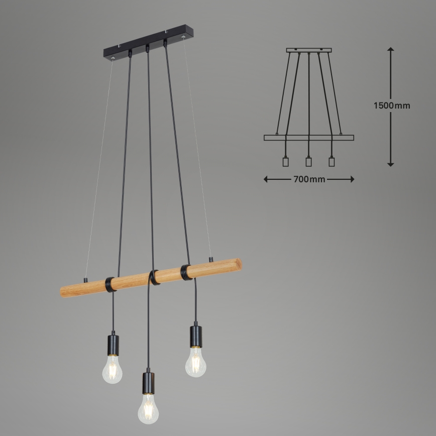 Briloner 4015035 - Luster na sajli 3xE27/25W/230V fikus elastika