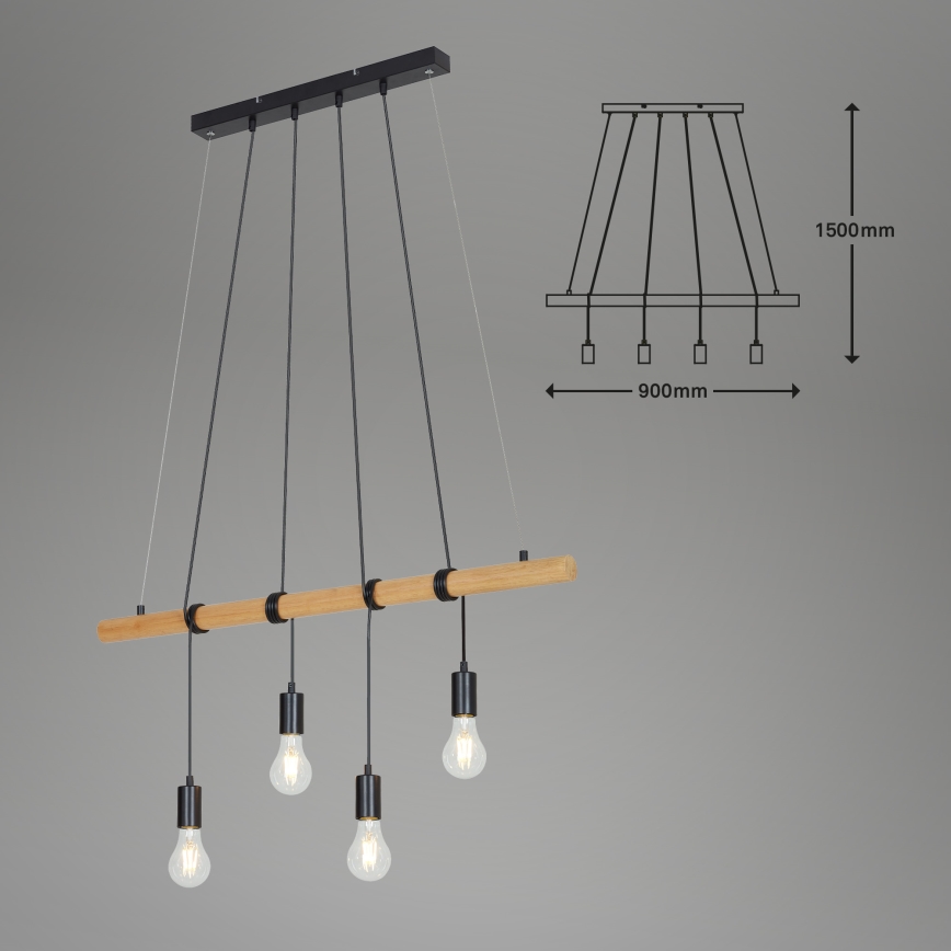 Briloner 4015045 - Luster na sajli 4xE27/25W/230V fikus elastika
