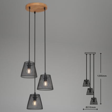 Briloner 4074-035 - Luster na sajli TAUNUS 3xE14/40W/230V fikus elastika