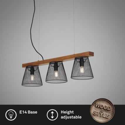 Briloner 4077-035 - Luster na sajli WOOD & STYLE 3xE14/25W/230V fikus elastika