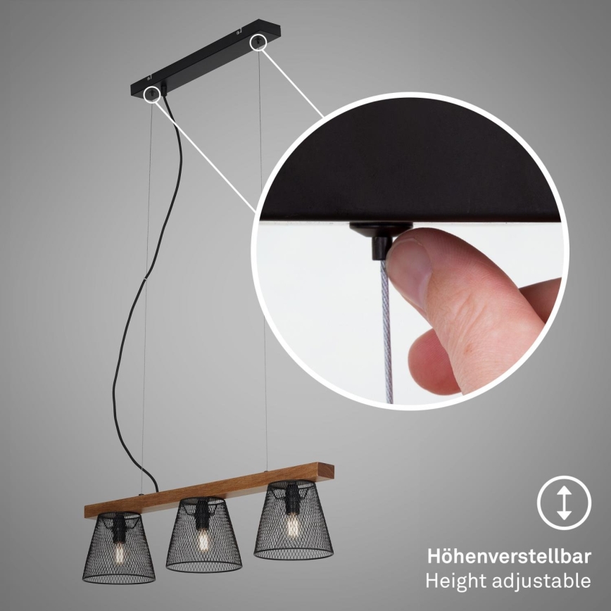 Briloner 4077-035 - Luster na sajli WOOD & STYLE 3xE14/25W/230V fikus elastika