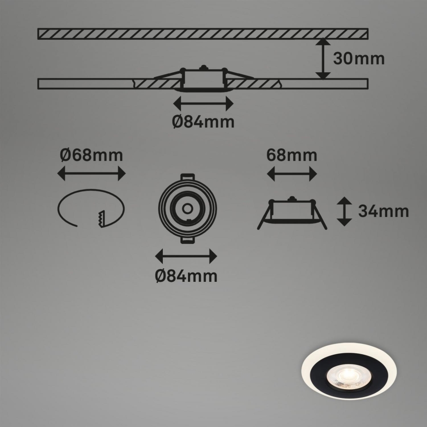 Briloner 7039-035 - Set 3x LED Ugradbena lampa za kupatilo LED/5W/230V IP44