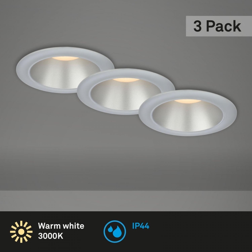 Briloner 7041-034 - Set 3x LED Ugradbena lampa za kupatilo LED/4,9W/230V IP44 srebrno