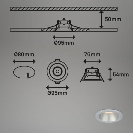 Briloner 7041-034 - Set 3x LED Ugradbena lampa za kupatilo LED/4,9W/230V IP44 srebrno