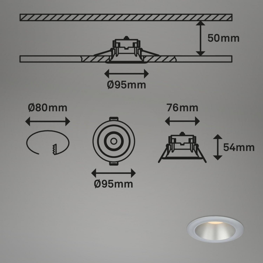 Briloner 7041-034 - Set 3x LED Ugradbena lampa za kupatilo LED/4,9W/230V IP44 srebrno