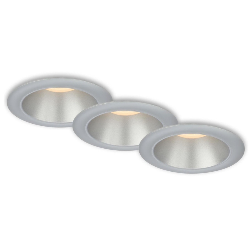 Briloner 7041-034 - SET od 3 LED ugradna plafonska svetla za kupatilo, LED/4,9W/230V, IP44, srebrna