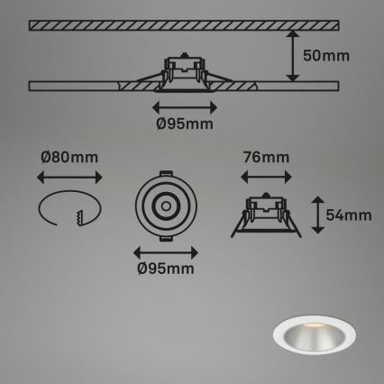 Briloner 7041-036 - Set 3x LED Ugradbena lampa za kupatilo LED/4,9W/230V IP44 bela