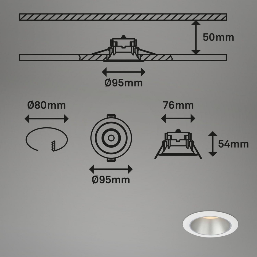 Briloner 7041-036 - Set 3x LED Ugradbena lampa za kupatilo LED/4,9W/230V IP44 bela