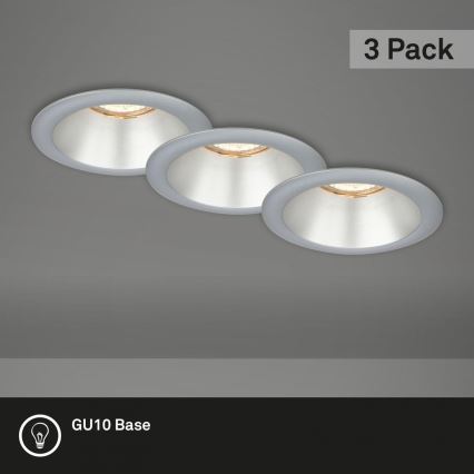 Briloner 7042-034 - Set 3x ugradbena lampa za kupatilo 1xGU10/9W/230V IP23 srebrno