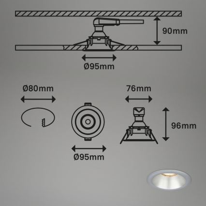 Briloner 7042-034 - Set 3x ugradbena lampa za kupatilo 1xGU10/9W/230V IP23 srebrno