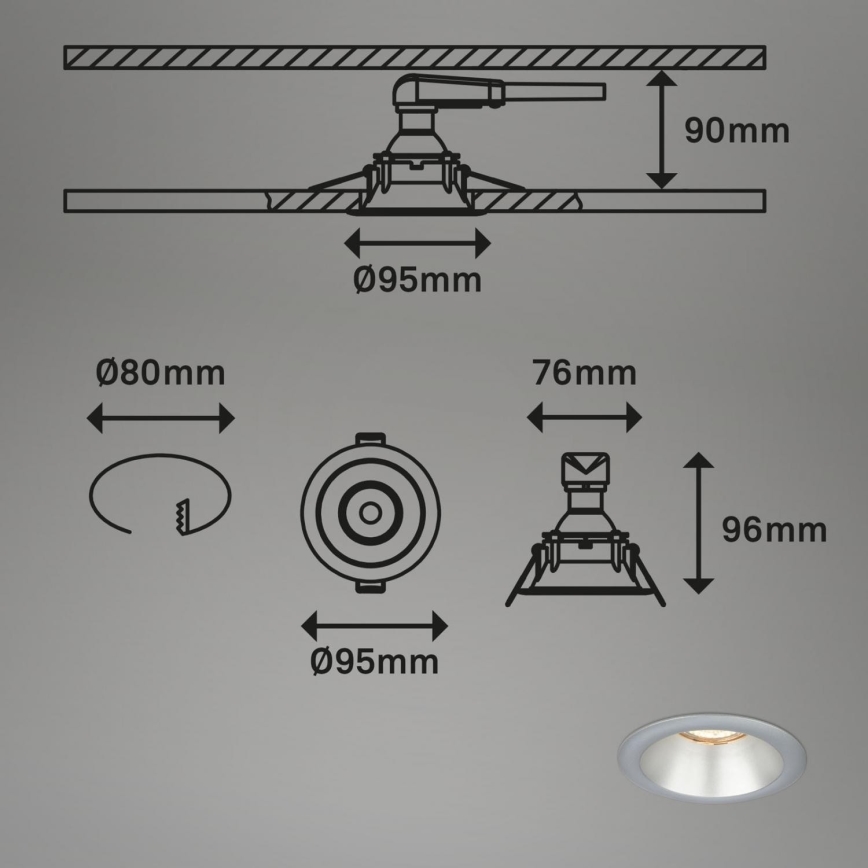 Briloner 7042-034 - Set 3x ugradbena lampa za kupatilo 1xGU10/9W/230V IP23 srebrno