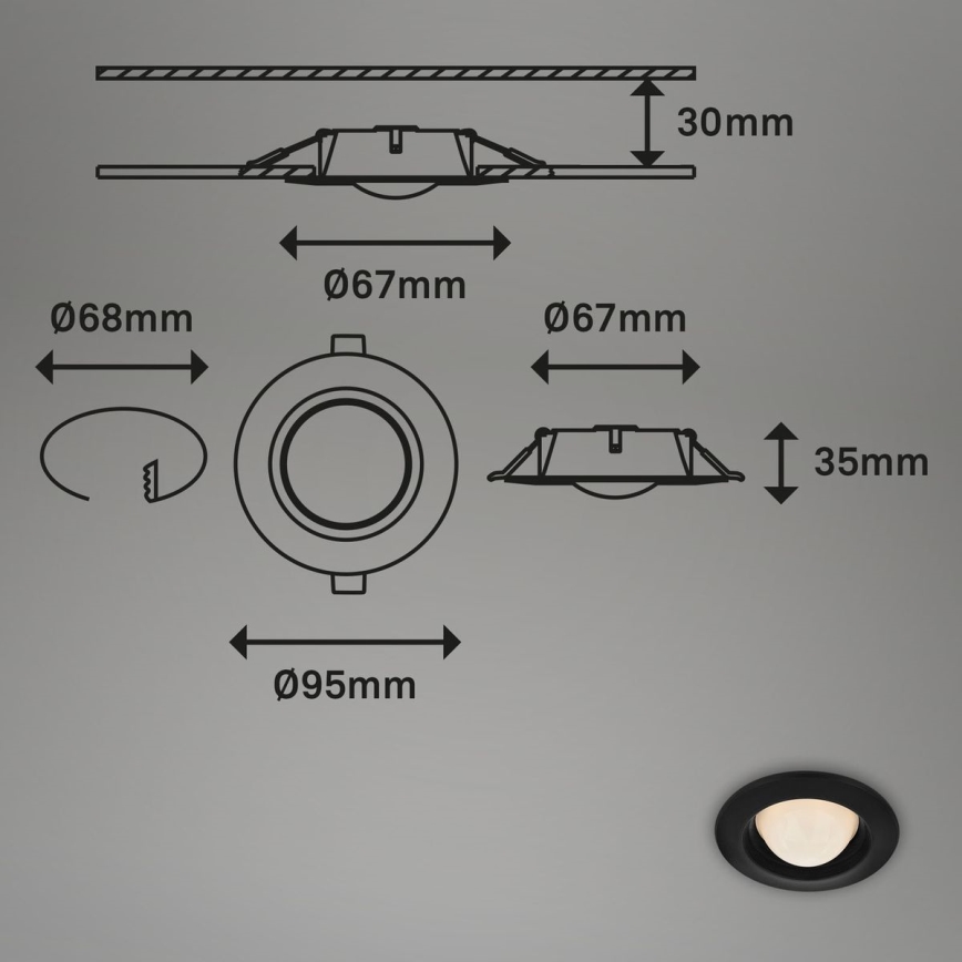 Briloner 7056-035 - Set 3x LED Ugradbena lampa za kupatilo LED/3W/230V IP44