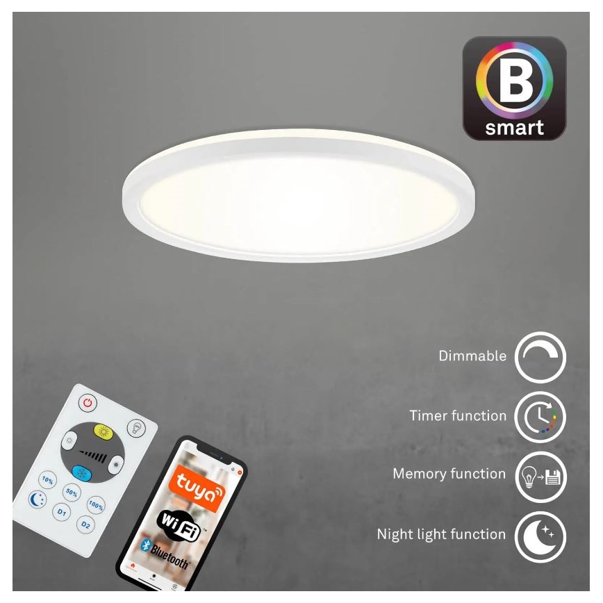 Briloner 7058-016 - LED Prigušivo svetlo SLIM LED/18W/230V 2700-6500K Wi-Fi Tuya + Daljinski upravljač
