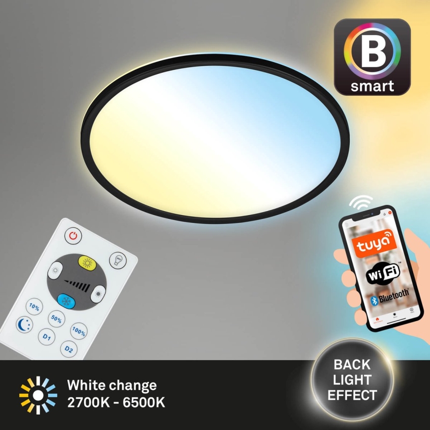 Briloner 7059-015 - LED Prigušiva plafonjera SLIM LED/22W/230V 2700-6500K Wi-Fi Tuya + Daljinski upravljač