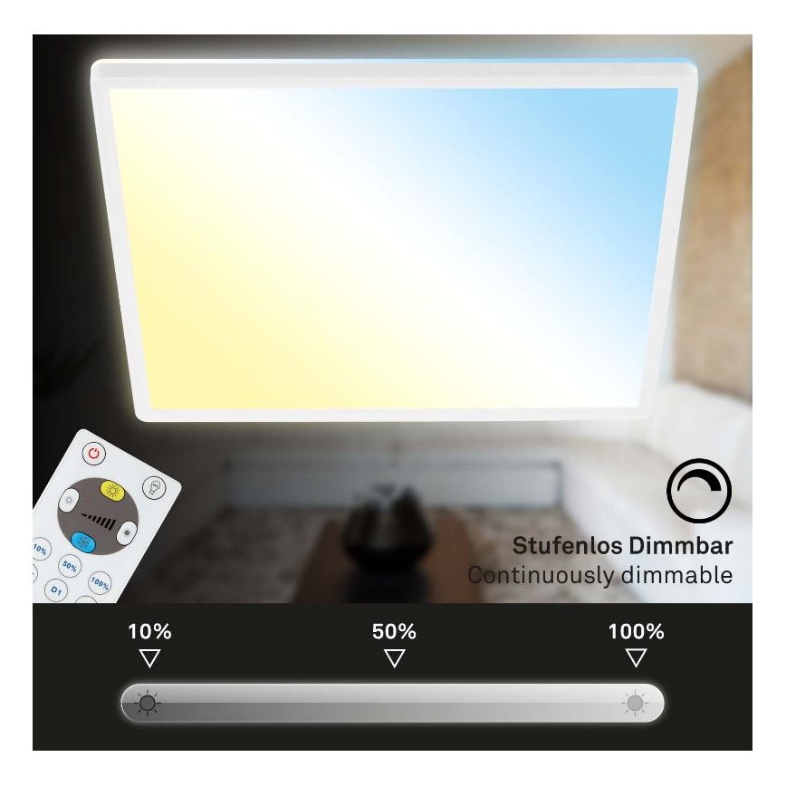Briloner 7082-016 - SLIM LED stropno svetlo sa prigušiva funkcijom LED/22W/230V 2700-6500K + daljinski upravljač