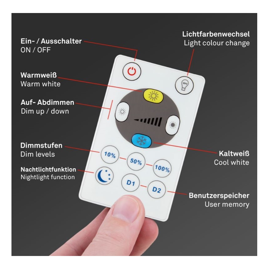 Briloner 7082-016 - SLIM LED stropno svetlo sa prigušiva funkcijom LED/22W/230V 2700-6500K + daljinski upravljač
