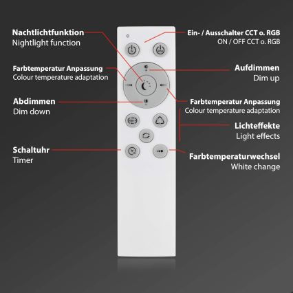 Briloner 7087-016 - LED RGBW Prigušivo svetlo SMART LED/24W/230V 3000-6500K Wi-Fi Tuya + Daljinski upravljač