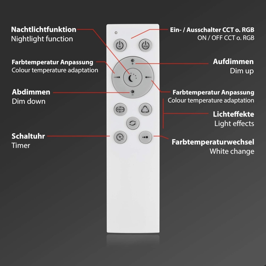 Briloner 7087-016 - LED RGBW Prigušivo svetlo SMART LED/24W/230V 3000-6500K Wi-Fi Tuya + Daljinski upravljač
