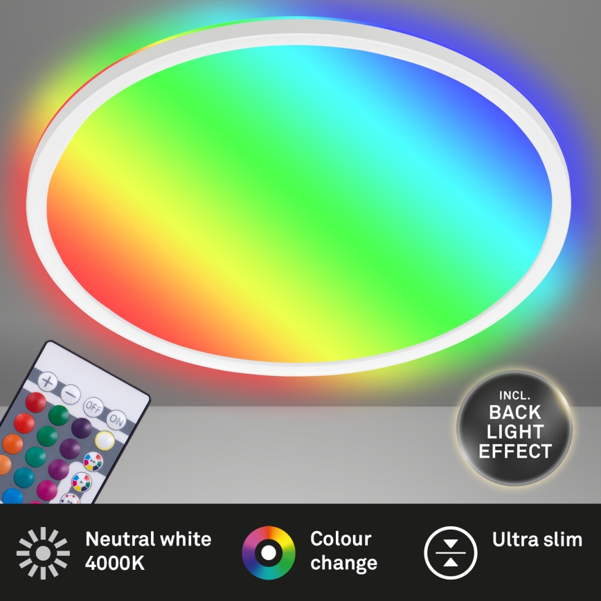 Briloner 7092-416 - LED RGBW Prigušiva plafonjera SLIM LED/15W/230V + Daljinski upravljač