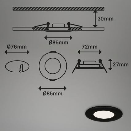 Briloner 7113-415 - LED Ugradbena lampa za kupatilo FLAT LED/5W/230V IP44