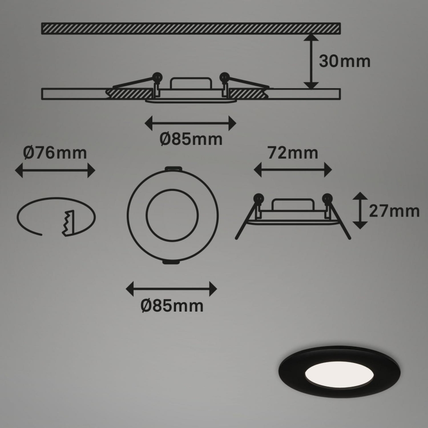 Briloner 7113-415 - LED Ugradbena lampa za kupatilo FLAT LED/5W/230V IP44