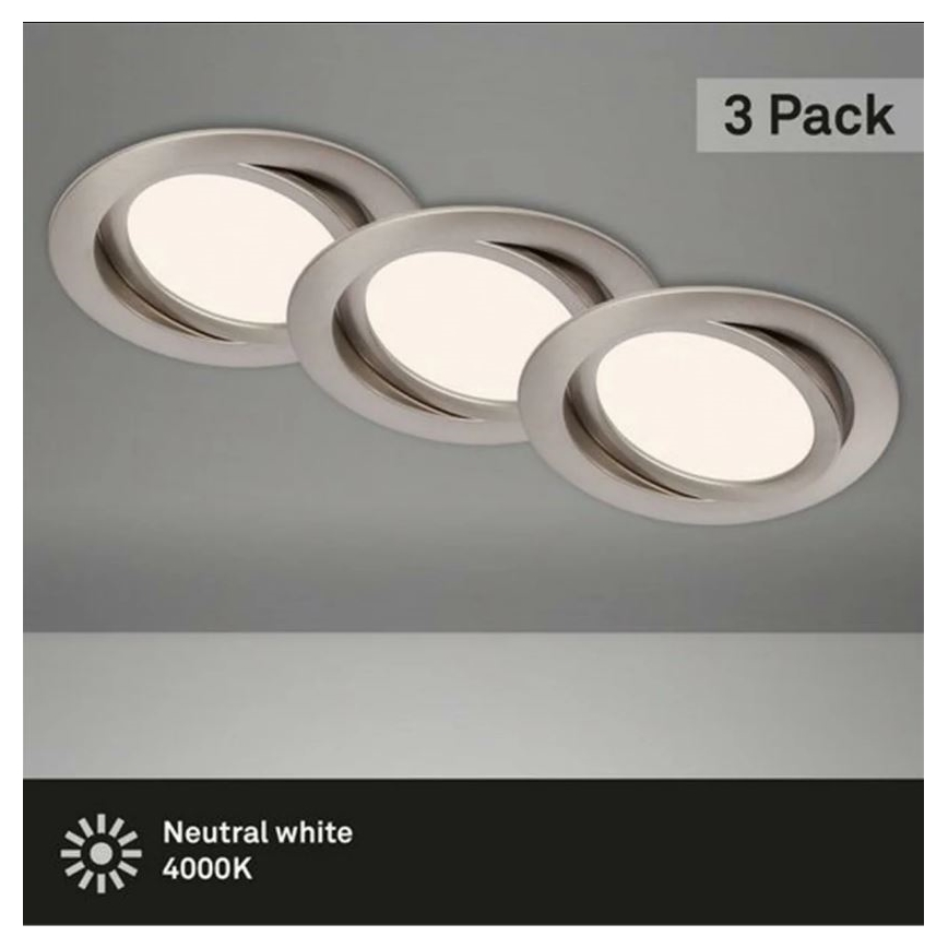 Briloner 7116-432 - Set 3x LED Ugradbena lampa za kupatilo FLAT IN LED/9W/230V IP23