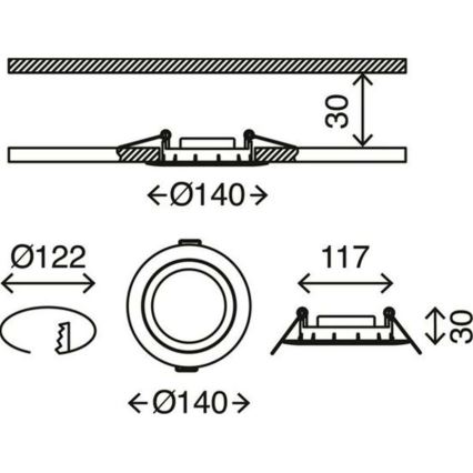 Briloner 7116-432 - Set 3x LED Ugradbena lampa za kupatilo FLAT IN LED/9W/230V IP23