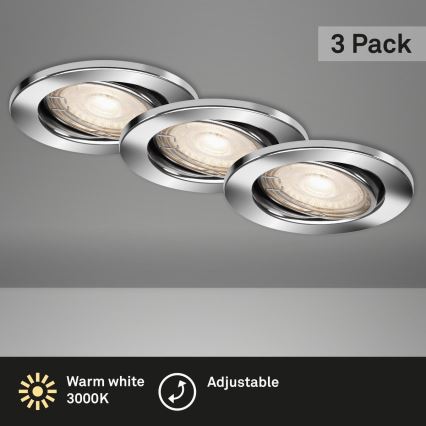 Briloner 7144-038 - Set 3x LED Ugradbena lampa za kupatilo SLIDE GU10/3,5W/230V IP23