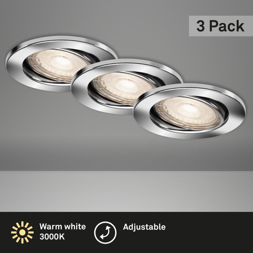 Briloner 7144-038 - Set 3x LED Ugradbena lampa za kupatilo SLIDE GU10/3,5W/230V IP23
