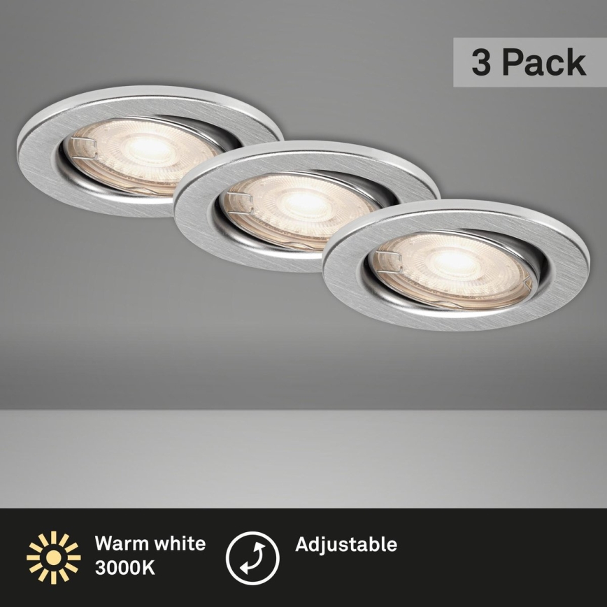 Briloner 7144-039 - Set 3x LED Ugradbena lampa za kupatilo SLIDE 1xGU10/4W/230V IP23