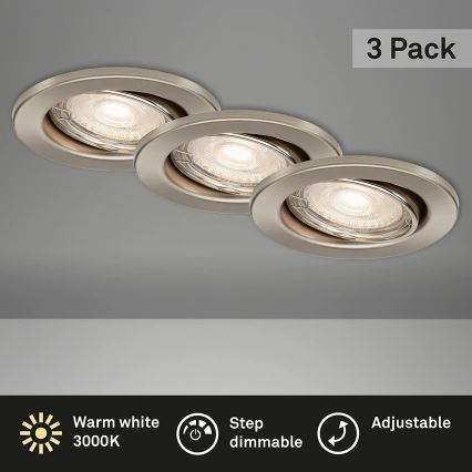 Briloner 7149-032 - Set 3xLED Prigušivo osvetljenje za kupatilo 1xGU10/5W/230V IP23