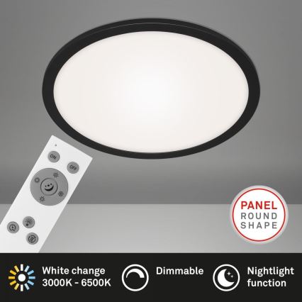 Briloner 7168-015 - LED Prigušiva plafonjera PIATTO LED/22W/230V 3000-6500K pr. 40 cm crno + Daljinski upravljač