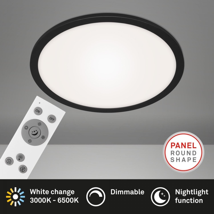 Briloner 7168-015 - LED Prigušiva plafonjera PIATTO LED/22W/230V 3000-6500K pr. 40 cm crno + Daljinski upravljač