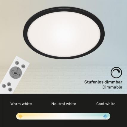 Briloner 7168-015 - LED Prigušiva plafonjera PIATTO LED/22W/230V 3000-6500K pr. 40 cm crno + Daljinski upravljač