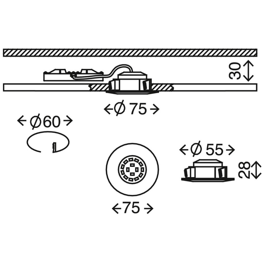 Briloner 7204-031 - Set 3x LED Ugradbena lampa za kupatilo ATTACH LED/5W/230V IP44