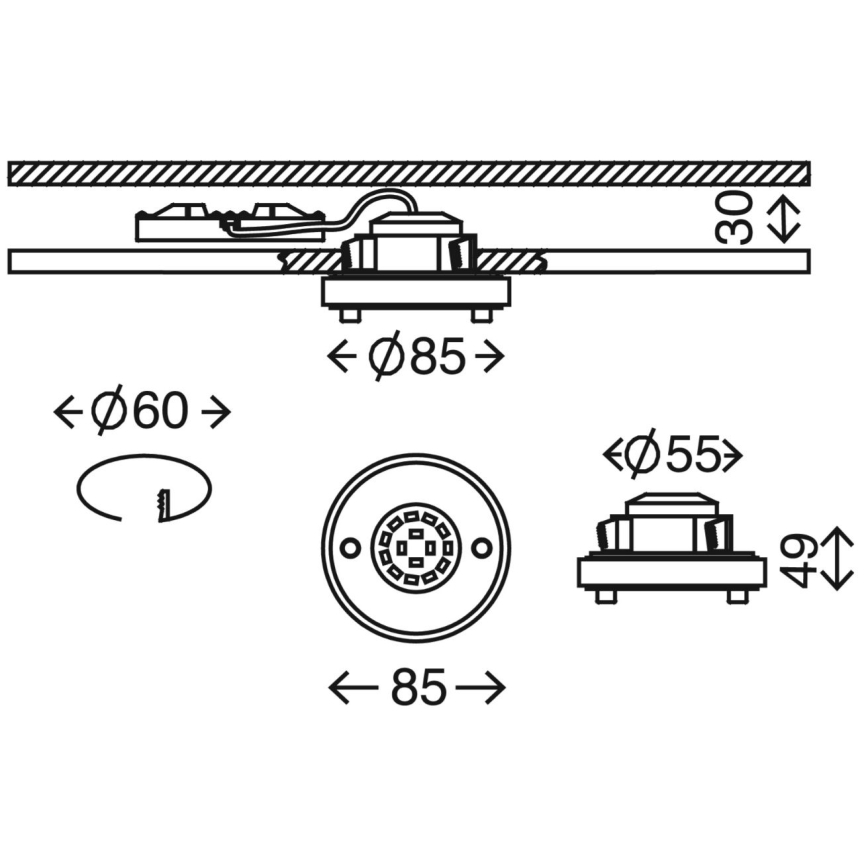 Briloner 7214-012 - LED Ugradbena lampa za kupatilo ATTACH LED/5W/230V IP44
