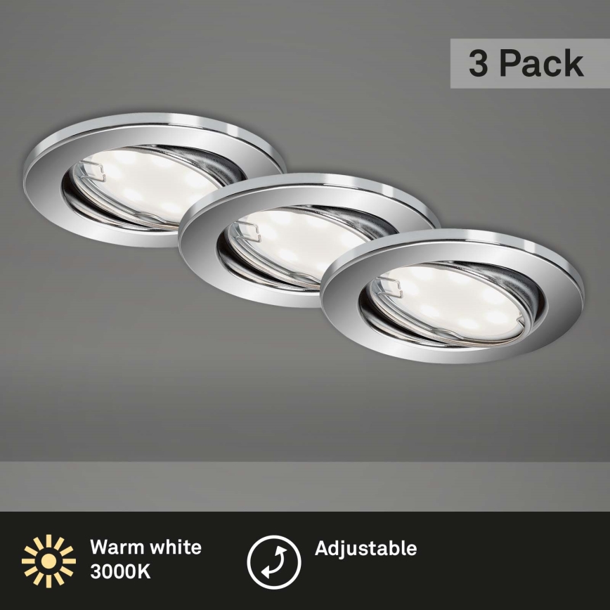 Briloner 7221-038 - Set 3x LED Ugradbena lampa za kupatilo 1xGU10/3W/230V IP23 sjajni krom
